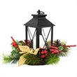 Jeco LED Lantern with Wreath in Black and Green