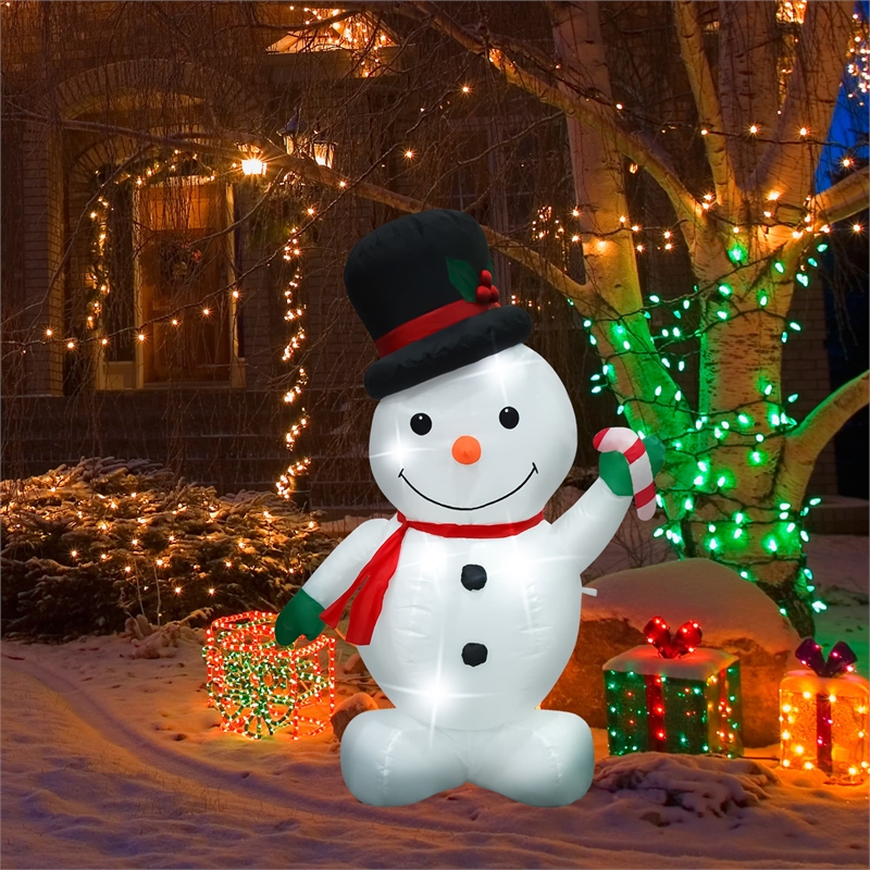 Jeco Inflatable Snowman Decor in White and Black