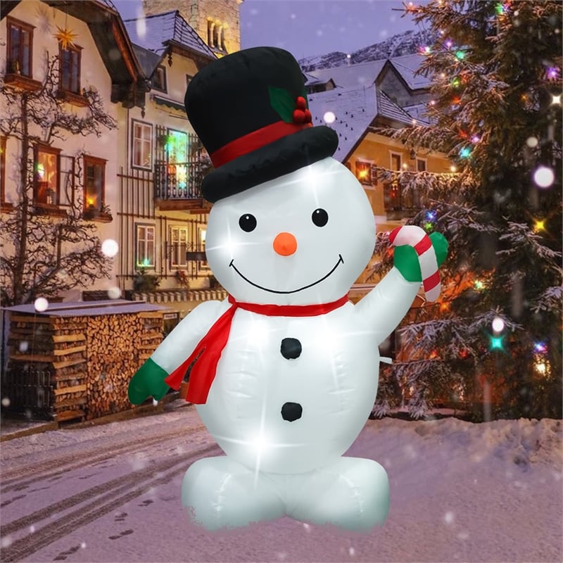 Jeco Inflatable Snowman Decor in White and Black