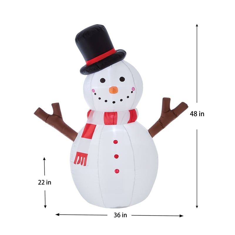 Jeco Inflatable Tree Hand Snowman Decor in White and Black