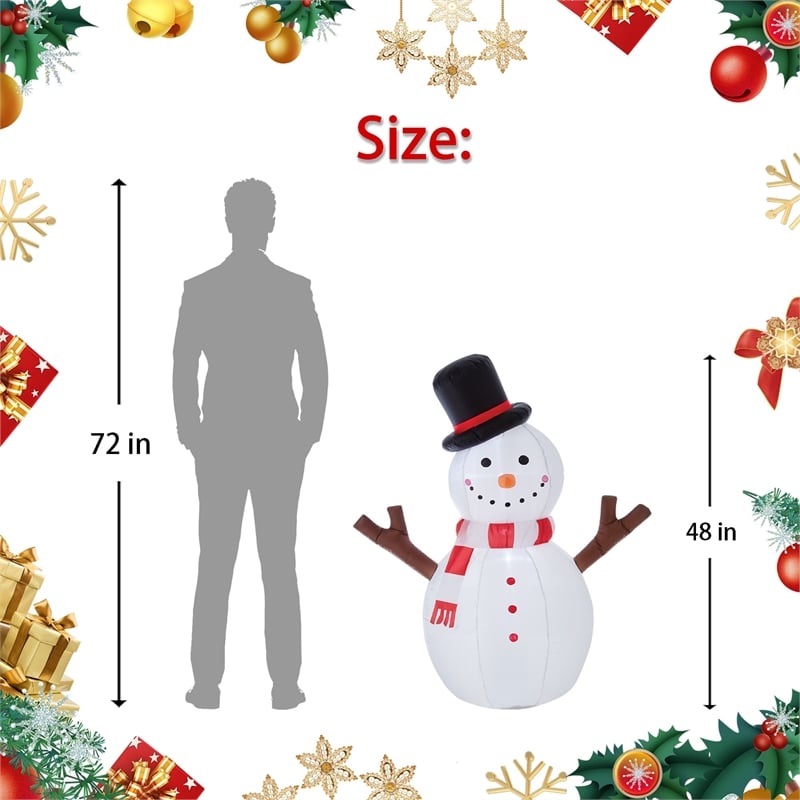 Jeco Inflatable Tree Hand Snowman Decor in White and Black