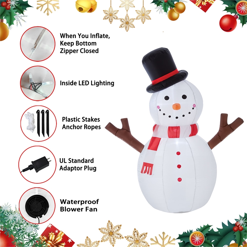 Jeco Inflatable Tree Hand Snowman Decor in White and Black
