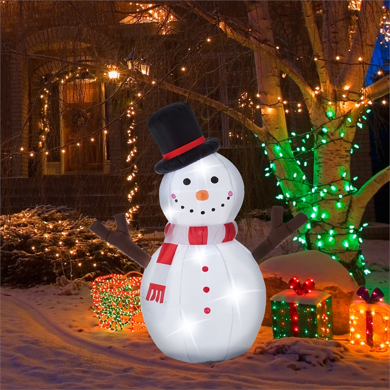 Jeco Inflatable Tree Hand Snowman Decor in White and Black