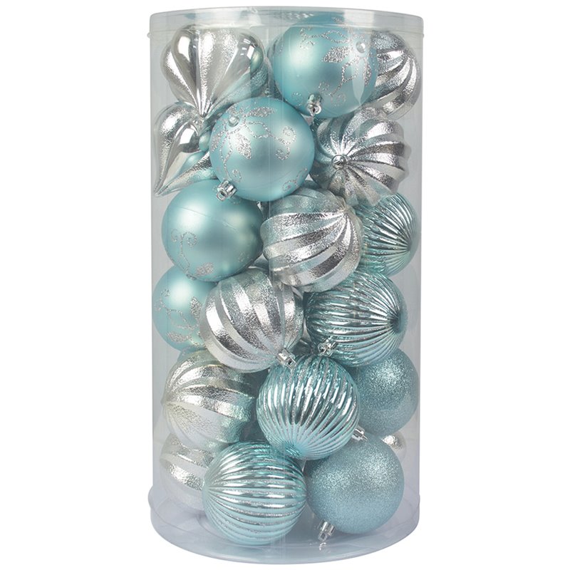 Jeco 30 Piece Christmas Tree Ornament Set in Blue and Silver