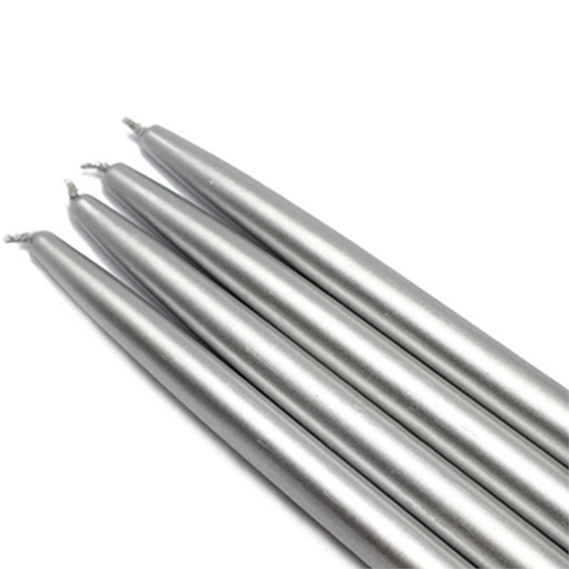 Jeco Swirl Taper Candle in Silver (Set of 12)