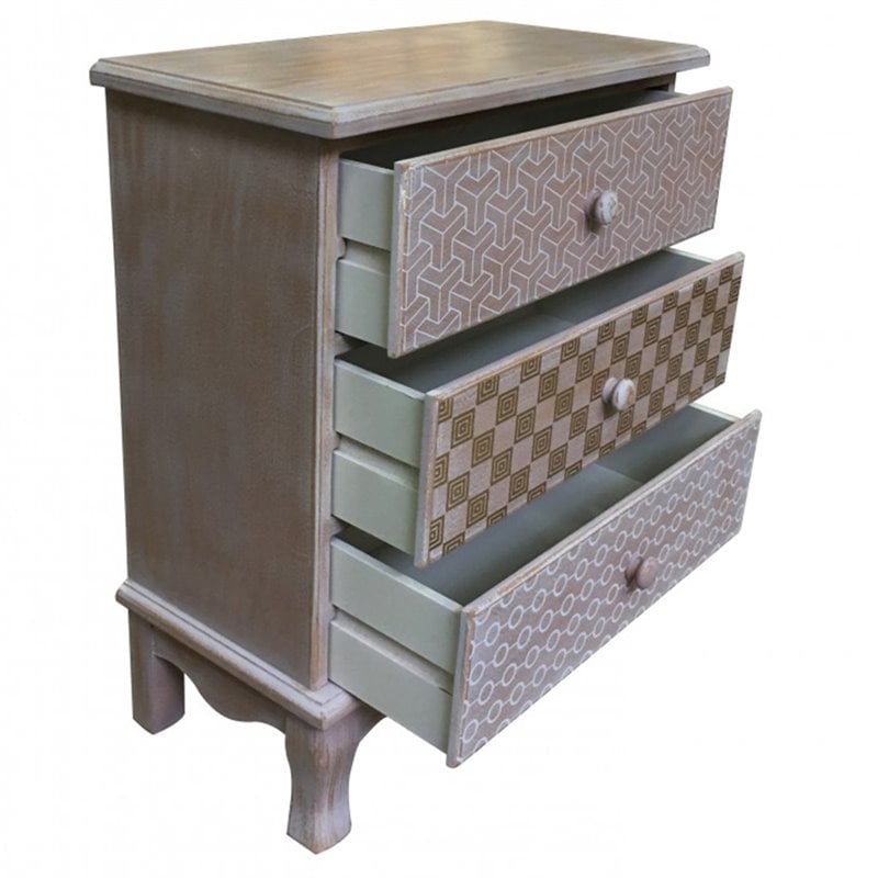 Jeco 3 Drawer Accent Chest in Distressed Natural