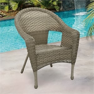 Jeco Clark Wicker Patio Chair in Gray