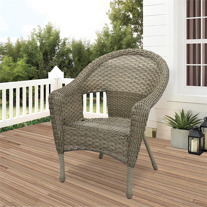 Jeco Clark Wicker Patio Chair in Gray