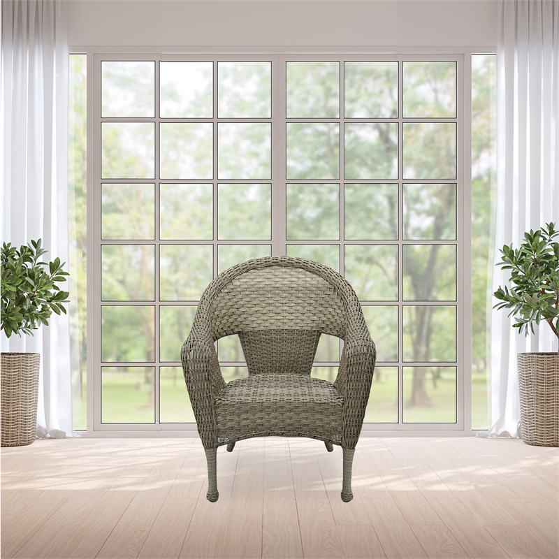 Jeco Clark Wicker Patio Chair in Gray