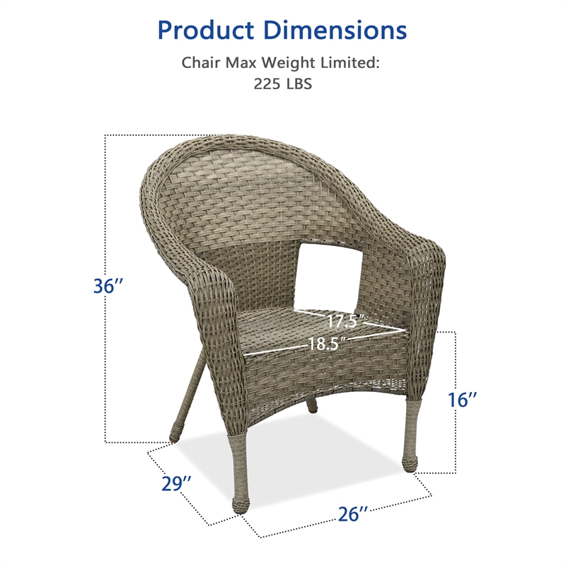Jeco Clark Wicker Patio Chair in Gray