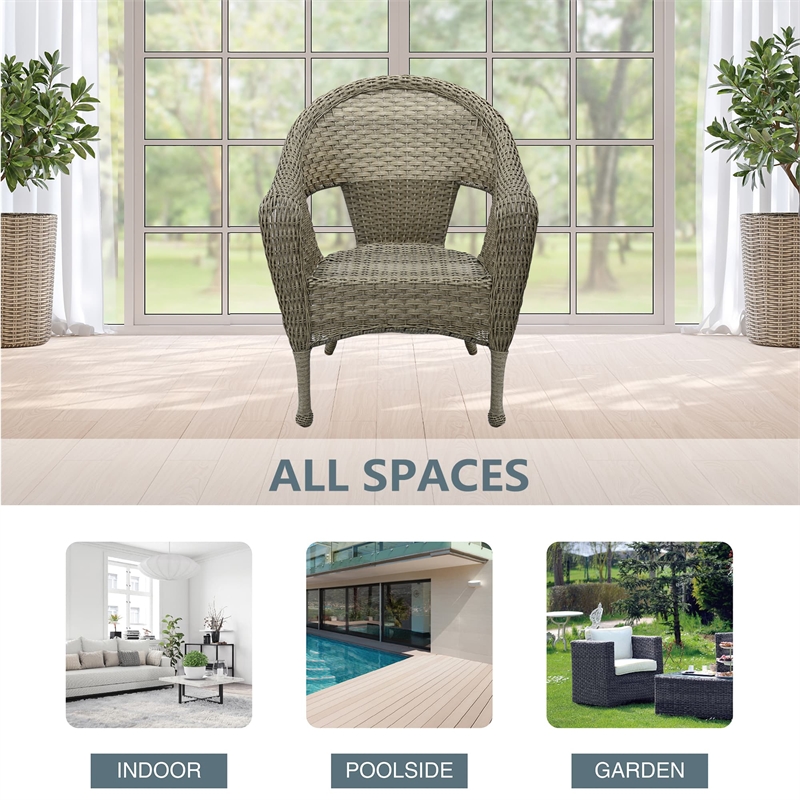 Jeco Clark Wicker Patio Chair in Gray