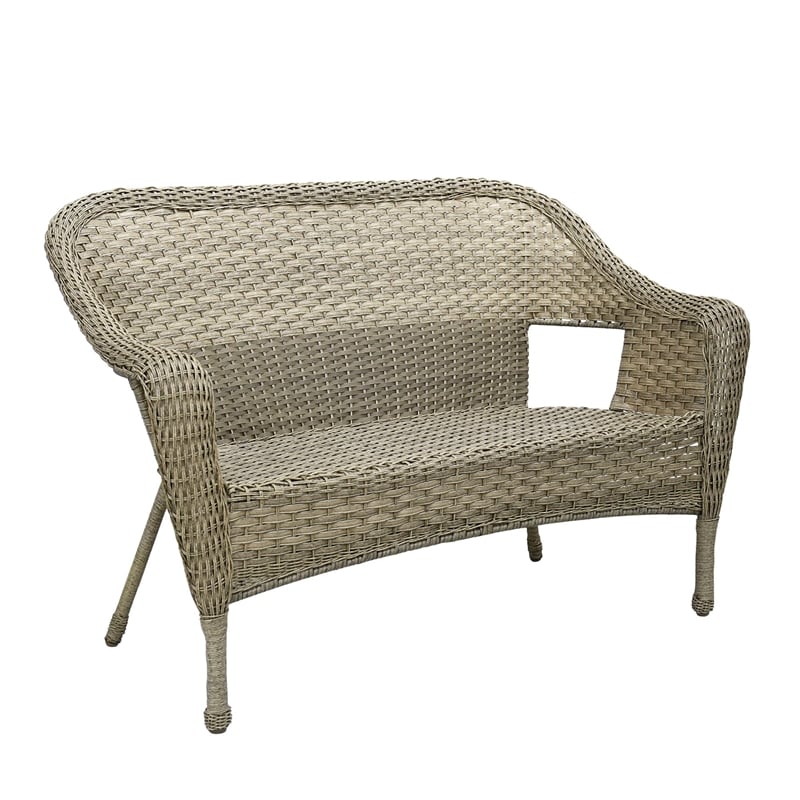 Jeco Clark Wicker Patio Loveseat in Gray