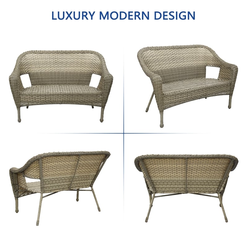 Jeco Clark Wicker Patio Loveseat in Gray