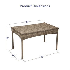 Jeco Clark Wicker Patio Coffee Table in Gray