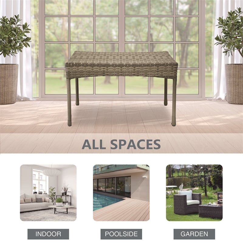 Jeco Clark Wicker Patio Coffee Table in Gray