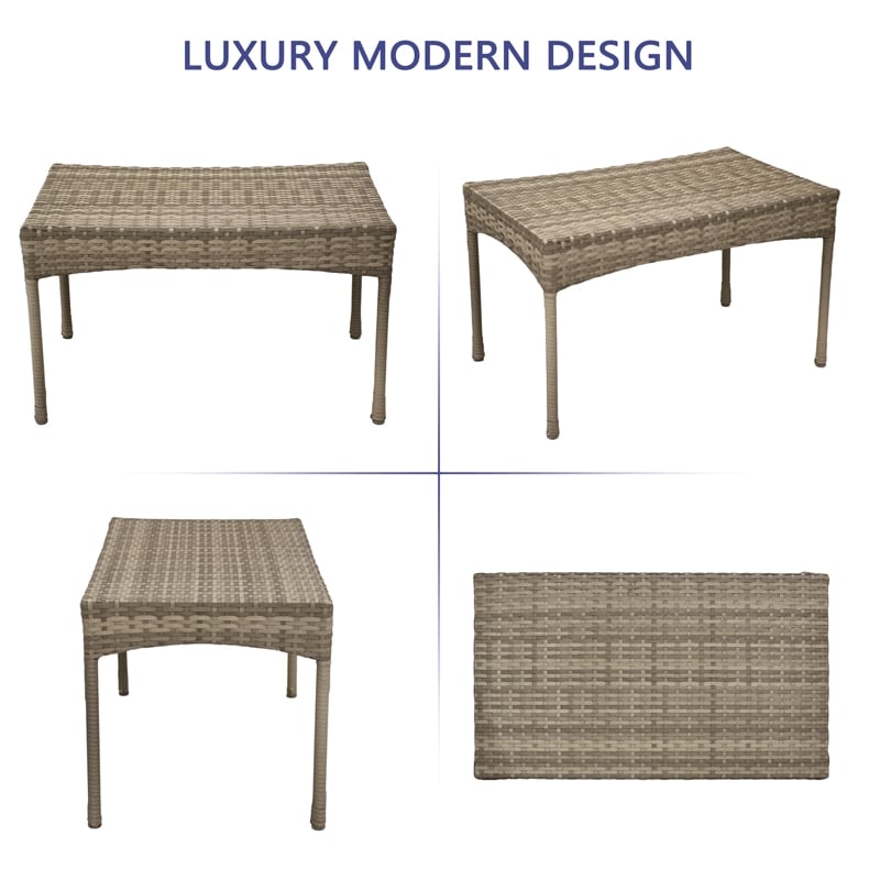 Jeco Clark Wicker Patio Coffee Table in Gray