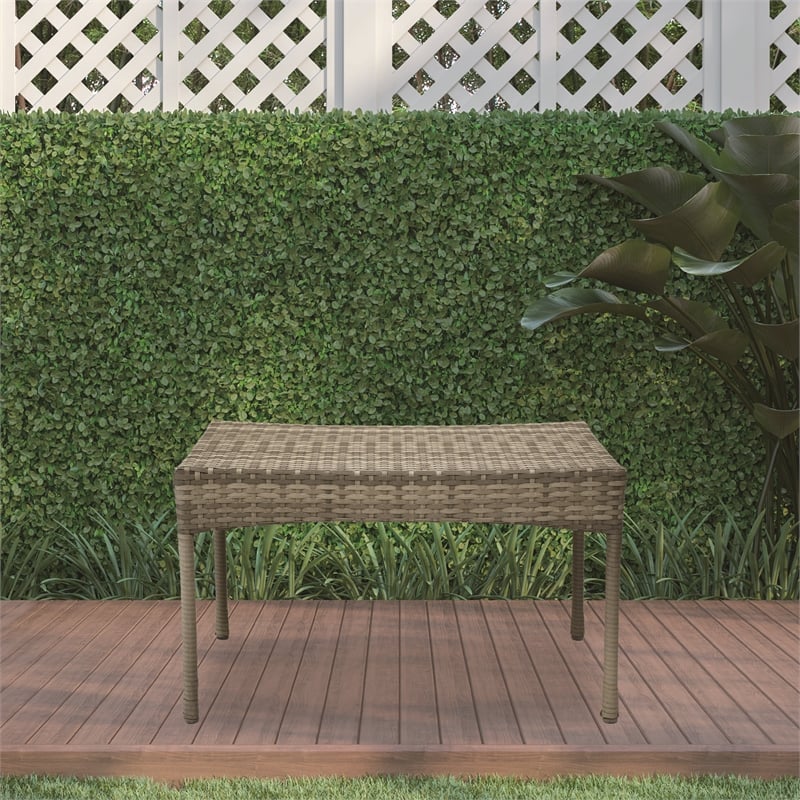Jeco Clark Wicker Patio Coffee Table in Gray