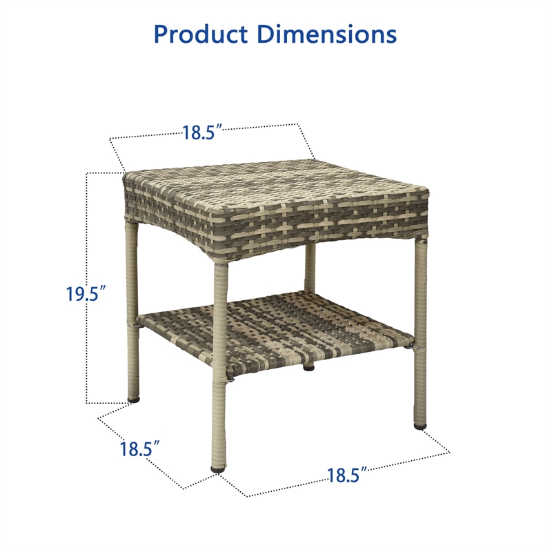 Jeco Clark Wicker Patio End Table in Gray