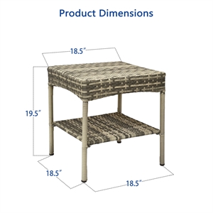 Jeco Clark Wicker Patio End Table in Gray