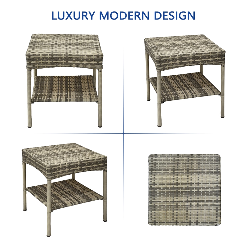 Jeco Clark Wicker Patio End Table in Gray