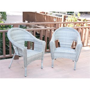 jeco clark wicker patio chair in gray (set of 2)