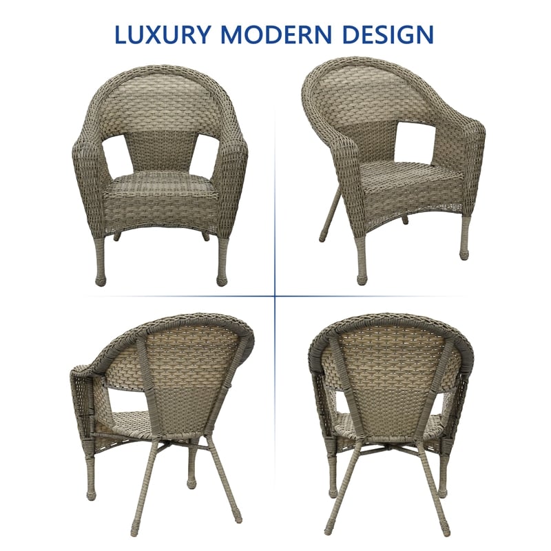 Jeco Clark 3 Piece Wicker Patio Conversation Set in Gray