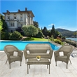 Jeco Clark 4 Piece Resin Wicker Patio Sofa Set in Gray