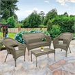 Jeco Clark 4 Piece Resin Wicker Patio Sofa Set in Gray