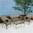 Jeco Clark 4 Piece Resin Wicker Patio Sofa Set in Gray