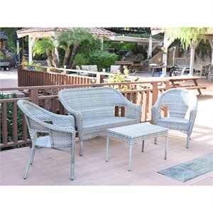 jeco clark 4 piece wicker patio sofa set in gray