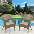 Jeco Clark Wicker Patio Chair in Gray and Tan (Set of 2)