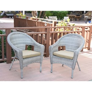 jeco clark wicker patio chair in gray (set of 2)