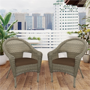 jeco clark wicker patio chair in gray (set of 2)