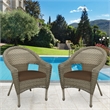 Jeco Clark Wicker Patio Chair in Gray and Brown (Set of 2)