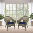 Jeco Clark Wicker Patio Chair in Gray and Midnight Blue (Set of 2)
