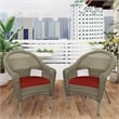 Jeco Clark Wicker Patio Chair in Gray and Brick Red (Set of 2)