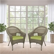 Jeco Clark Wicker Patio Chair in Gray and Sage Green (Set of 2)