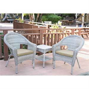 jeco clark 3 piece wicker patio conversation set in gray