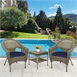 Jeco Clark 3 Piece Wicker Patio Conversation Set in Gray and Blue