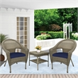 Jeco Clark 3 Piece Wicker Patio Conversation Set in Gray and Blue