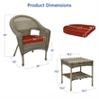Jeco Clark 3 Piece Wicker Patio Conversation Set in Gray and Brick Red