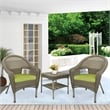 Jeco Clark 3 Piece Wicker Patio Conversation Set in Gray and Green