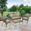 Jeco Clark 4 Piece Wicker Patio Sofa Set in Gray and Tan