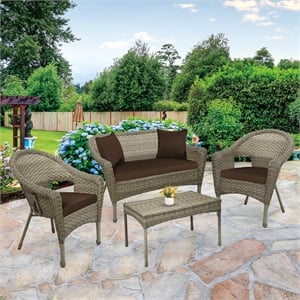 jeco clark 4 piece wicker patio sofa set in gray