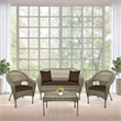 Jeco Clark 4 Piece Wicker Patio Sofa Set in Gray and Brown