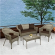 Jeco Clark 4 Piece Wicker Patio Sofa Set in Gray and Brown