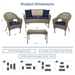Jeco Clark 4 Piece Wicker Patio Sofa Set in Gray and Blue