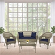 Jeco Clark 4 Piece Wicker Patio Sofa Set in Gray and Blue