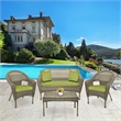 Jeco Clark 4 Piece Wicker Patio Sofa Set in Gray and Green