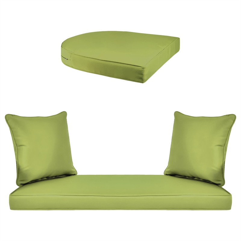 Jeco Clark 4 Piece Wicker Patio Sofa Set in Gray and Green